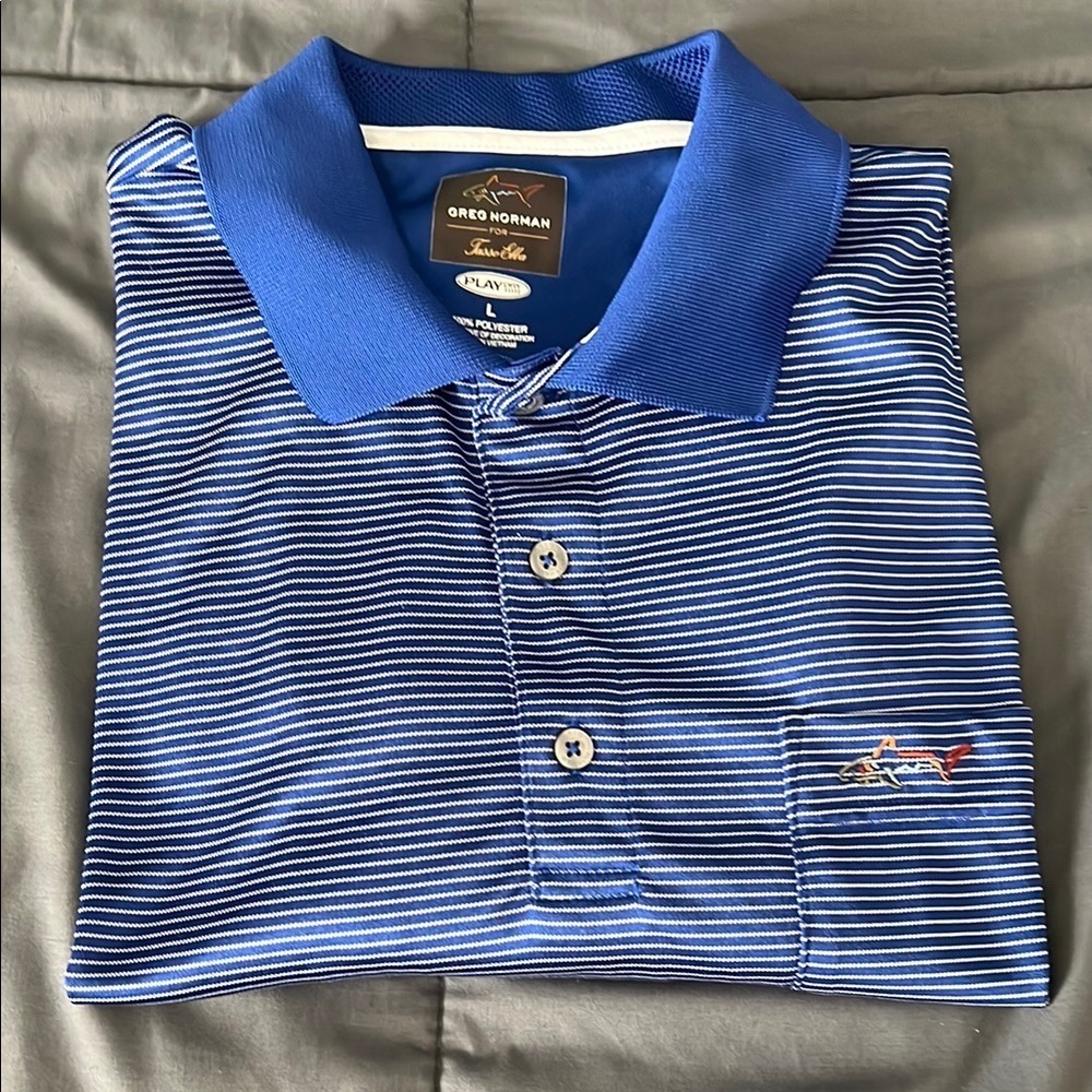 Greg Norman Blue Stripe Golf Poll Size Large